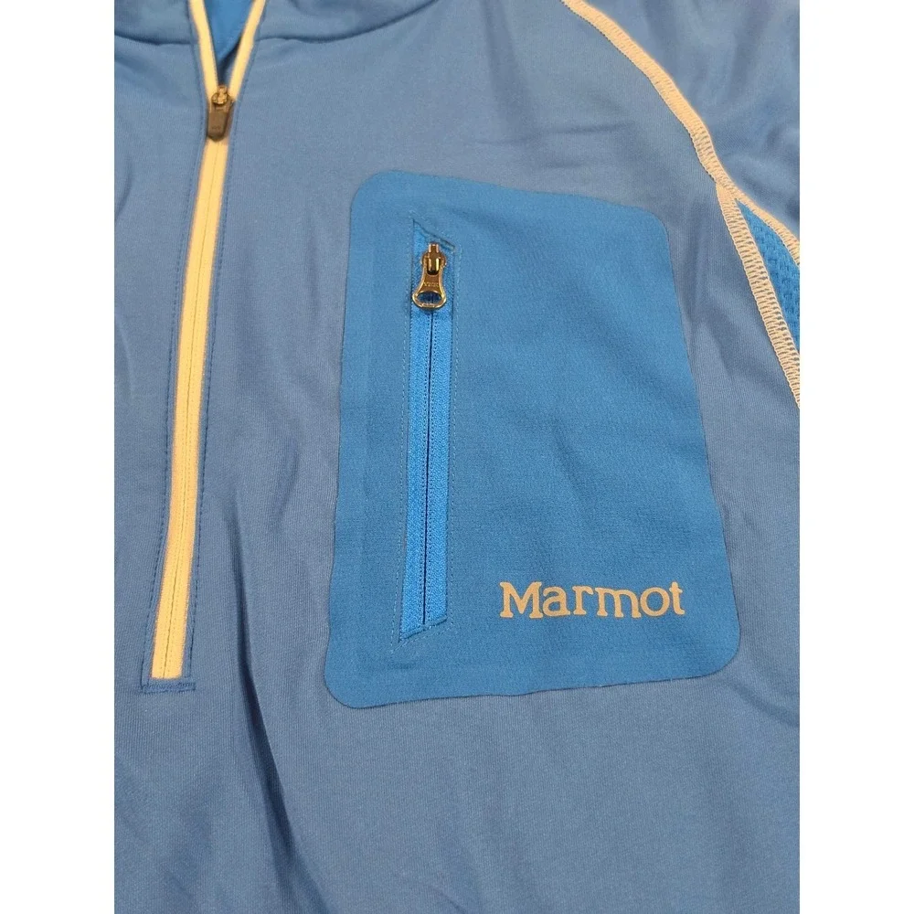 Marmot Mens Blue Quarter Zip Pullover Mesh Panel Athletic Hiking Top Large